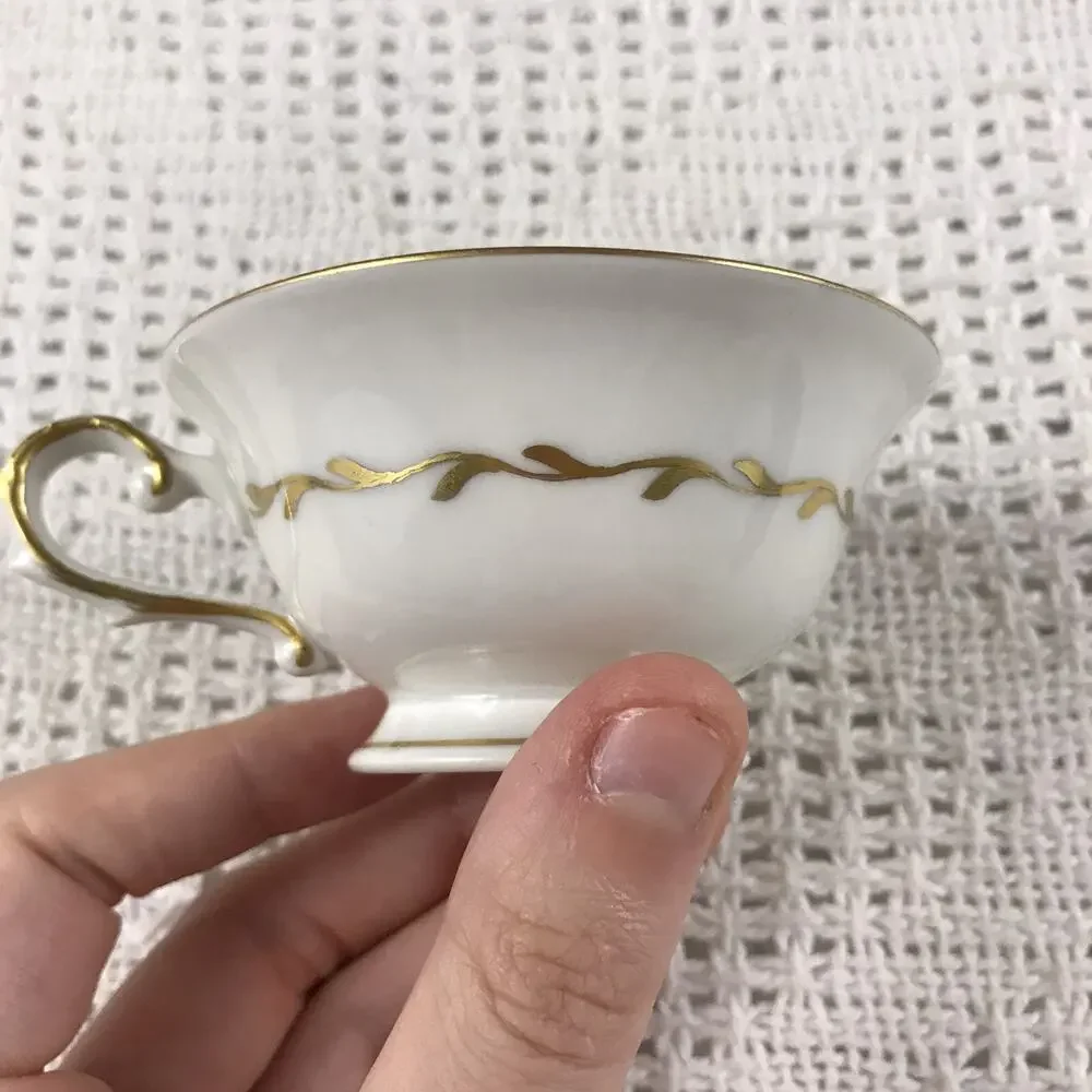 Teacup and Saucer Schwarzenhammer Bavaria Multicolor Floral Gold Details Vintage